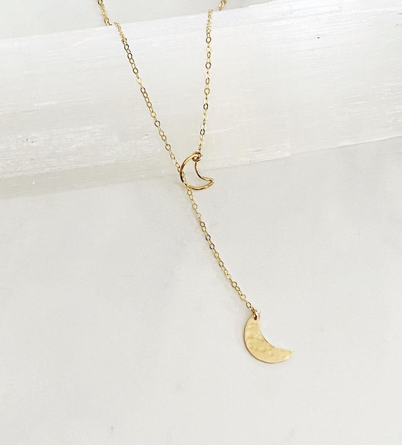 Double Moon Lariat Necklace